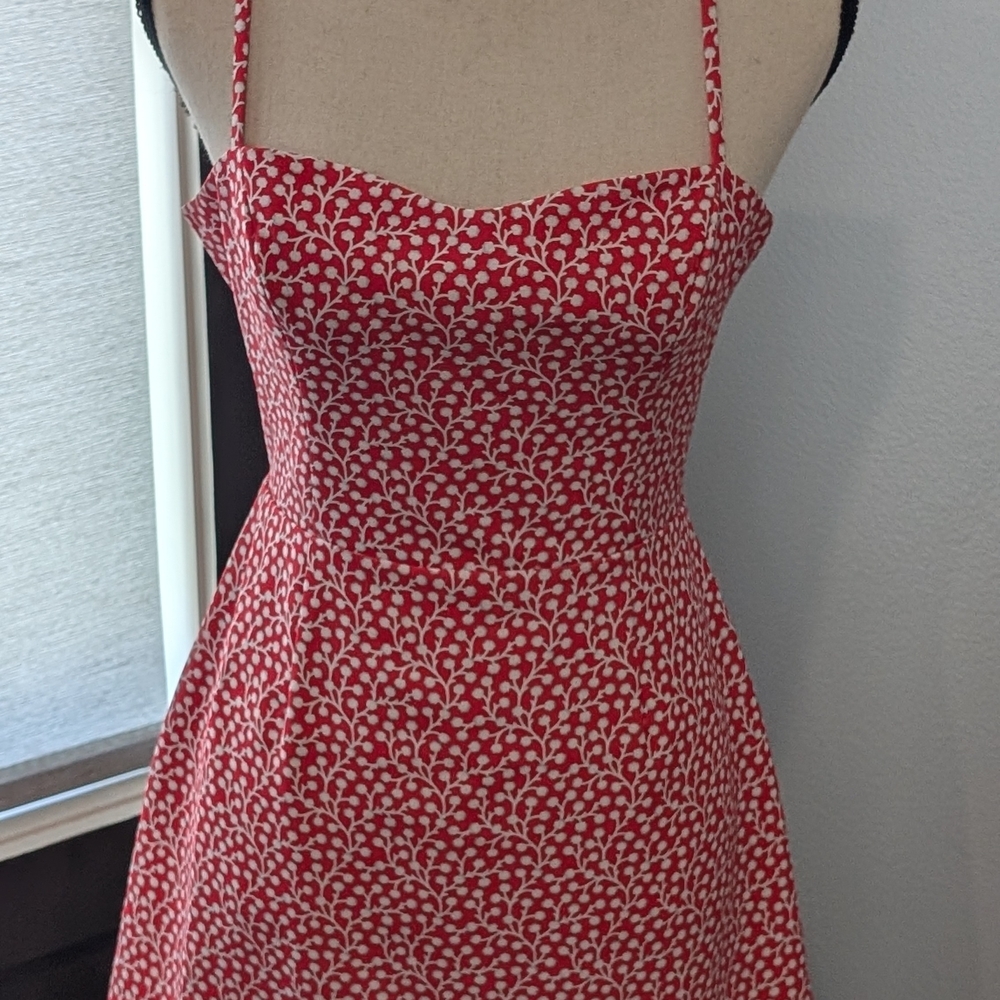 French Connection Red and White Cut Out Tie Front Sundress